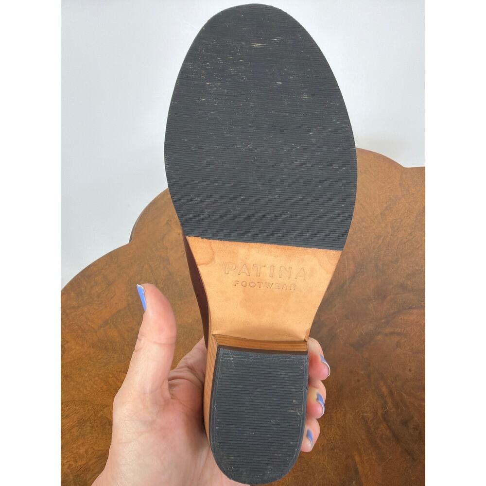 Patina Portland Leather Brown Leather Stacked Heel Mules Size 5.5 Mexico - Picture 10 of 11